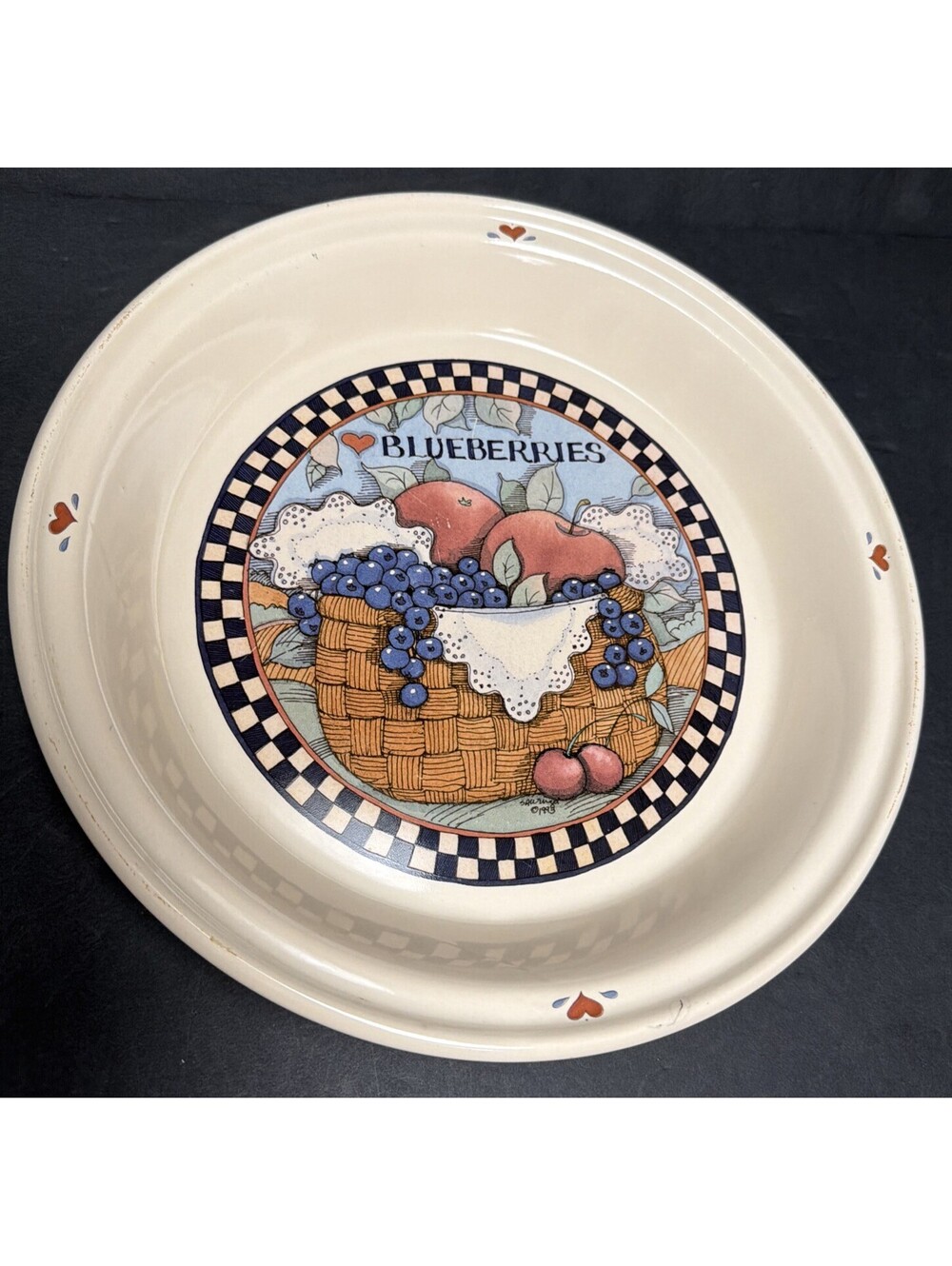 Vintage Susan Winget Ceramic “Harvest Fair” Blueberries Pie Plate Pan READ
